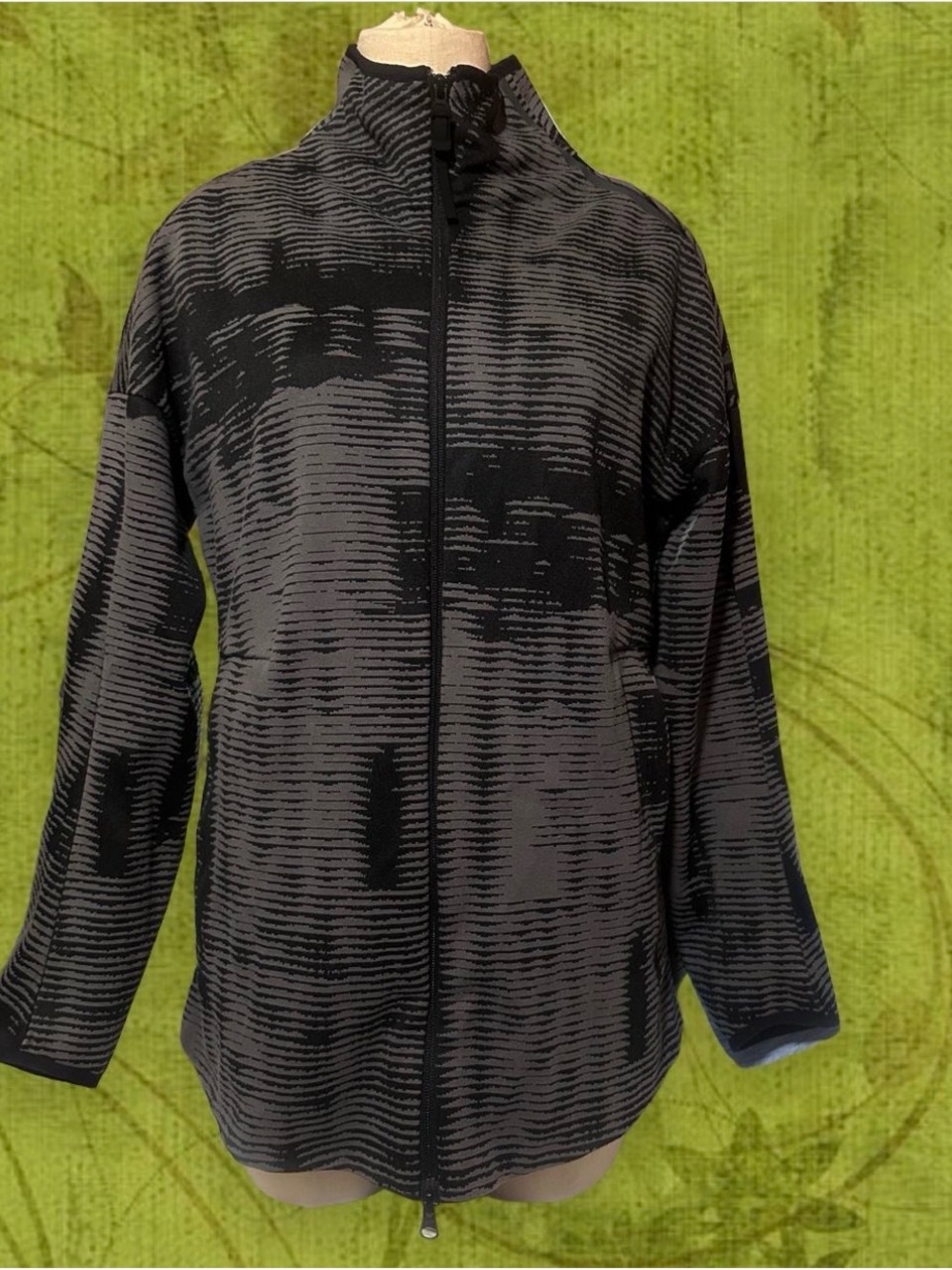 Adidas Black & Gray Abstract Windbreaker Running Jacket